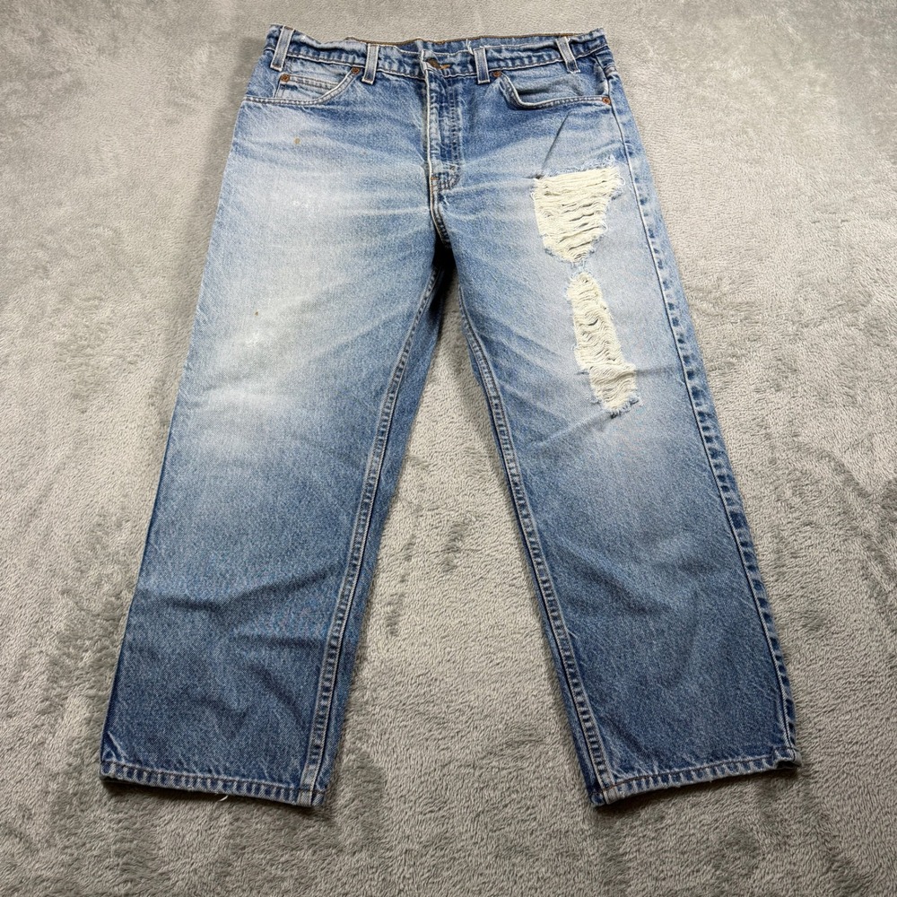 Vintage Levis 505 Orange Tab Jeans Women 32x23 High Rise Straight Leg Distressed